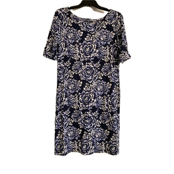 Karen Scott Dark Navy Floral Print Dress - Picture 1 of 3